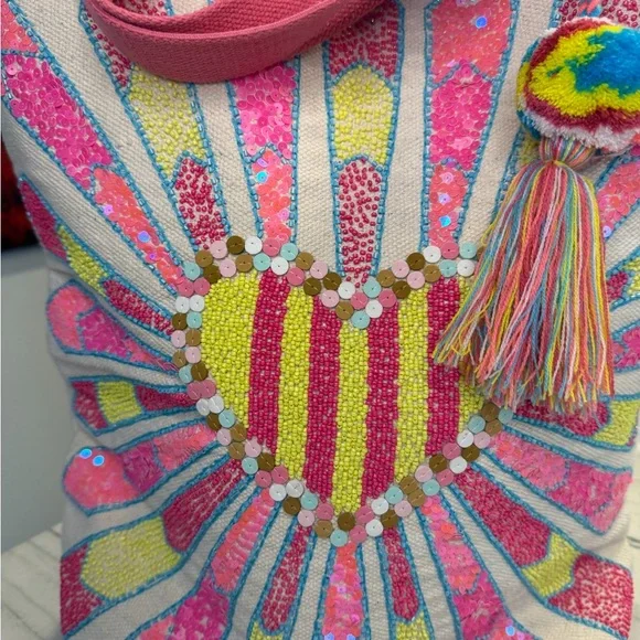 Katydid- Colorful Heart Pattern Tote Bag - Picture 3 of 6